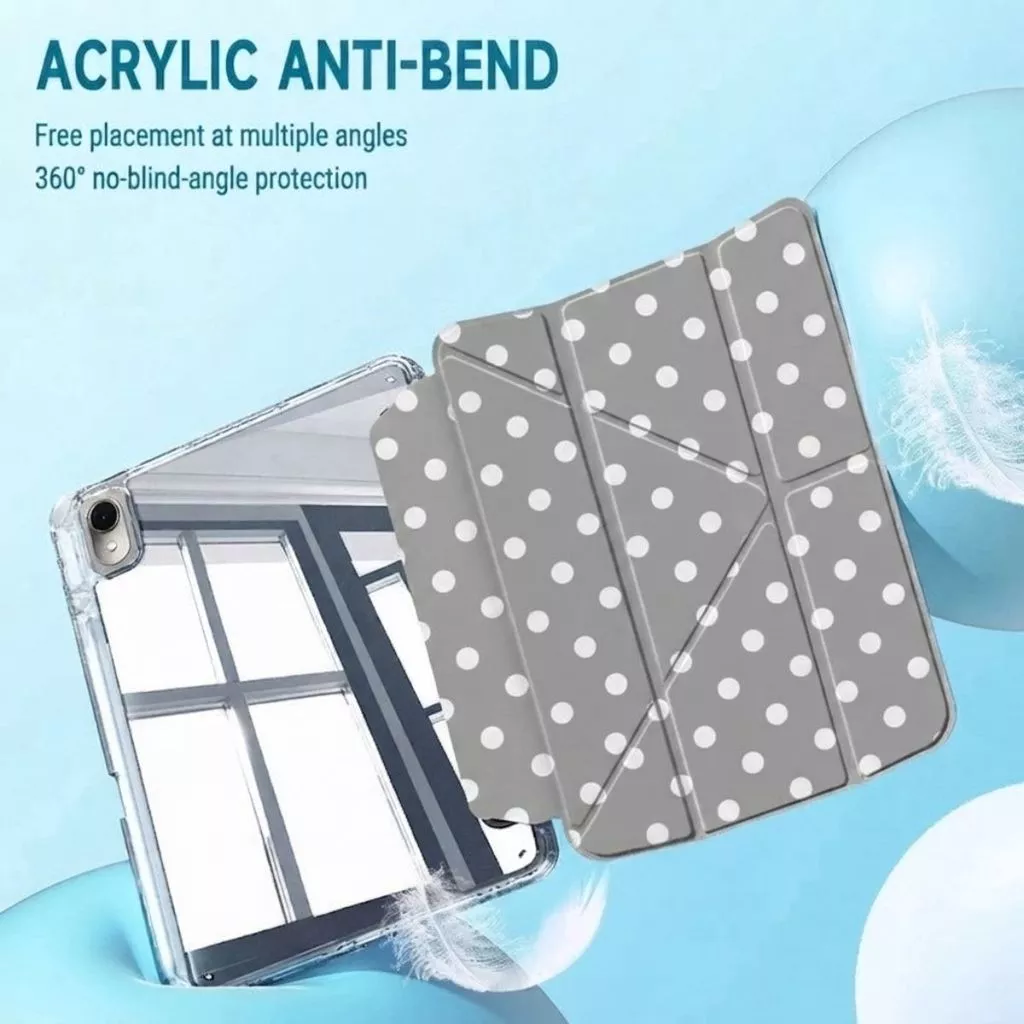 Yfold Case Clear For Gen 11 10 9 8 7 6 5 / Air 4 5 6 Pro 11 / Mini 1 2 3 4 5 6 7 Polkadot Pattren Y-Stand With Pencil Holder Shockproof Magnetic - Gambar 4