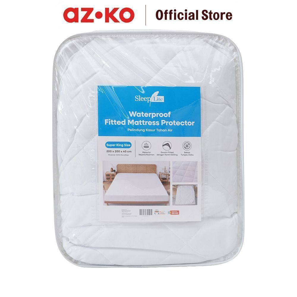 AZKO Sleeplite Pelindung Kasur - Putih Mattress Protector Bed Protector Pelapis Kasur Protective Mattress Cover - Gambar 4