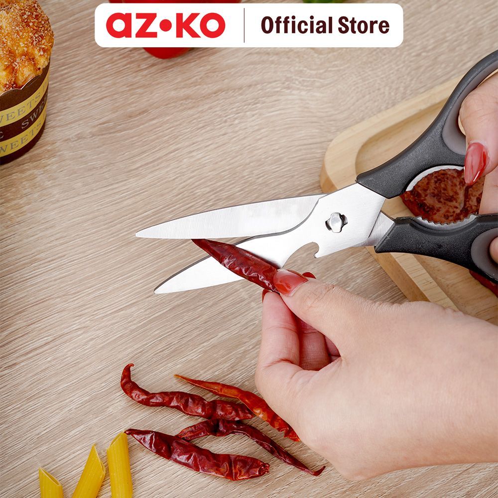 AZKO Culinart Gunting Dapur Ap-1 - Hitam Kitchen Scissors Food Grade Alat Pemotong Makanan Serbaguna Peralatan Masak Perlengkapan Dapur - Gambar 3