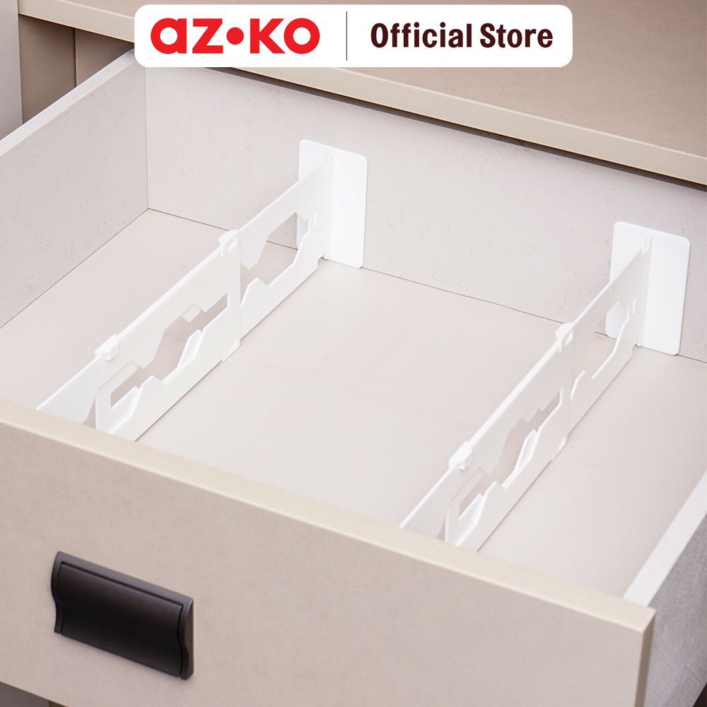 AZKO Stora Sekat Pembatas Laci Set 2 pcs - Putih Drawer Divider Sekat Laci Organizer Lemari Kompartemen Pakaian - Gambar 3