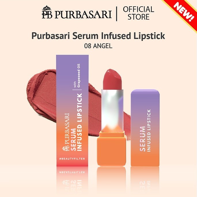 Purbasari Serum Infused Lipstick Tahan Lama Anti Geser Lipstick Serum - Gambar 3