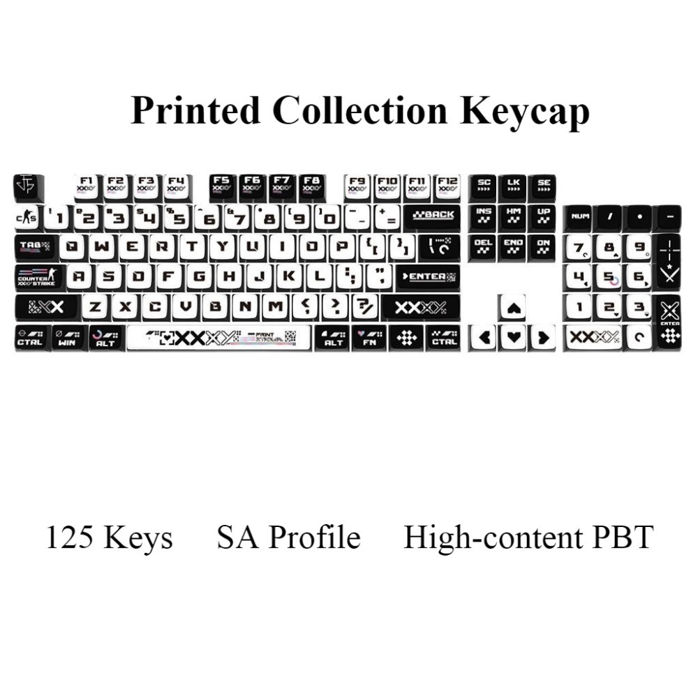 Printed Collection Keycaps 125 Keys SA Profile PBT Wooting Aula F75 ...