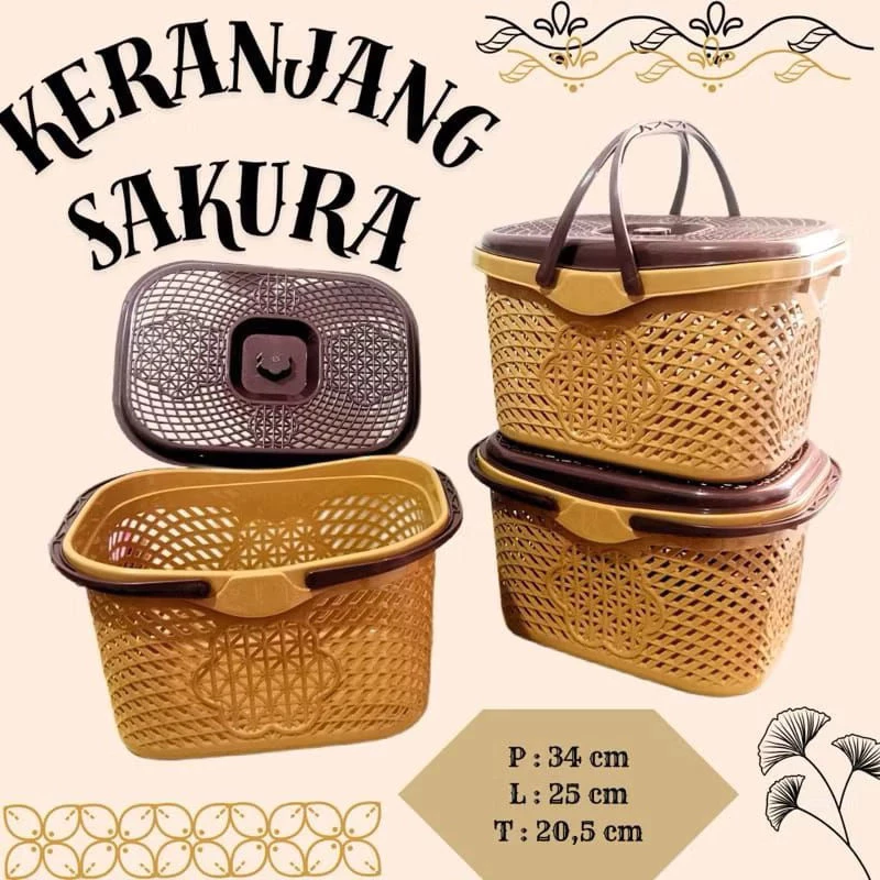 (BUBBLEWRAP) KERANJANG SAKURA LATTE + TUTUP - Gambar 2