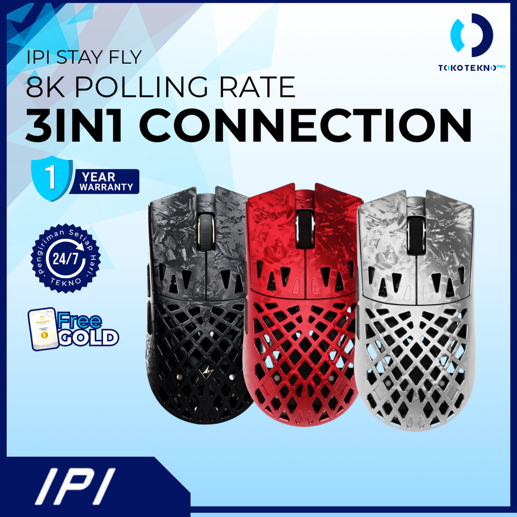 IPI Stay Fly Carbon Fiber Gaming Mouse 3-Mode Connection Dual 8K Wireless Bluetooth Paw3950