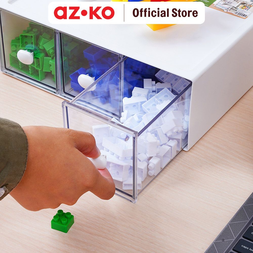 AZKO Stora Laci Penyimpanan Stackable - Putih Cabinet Lemari Laci Dresser Storage Drawer Laci Baju Organizer Pakaian - Gambar 4