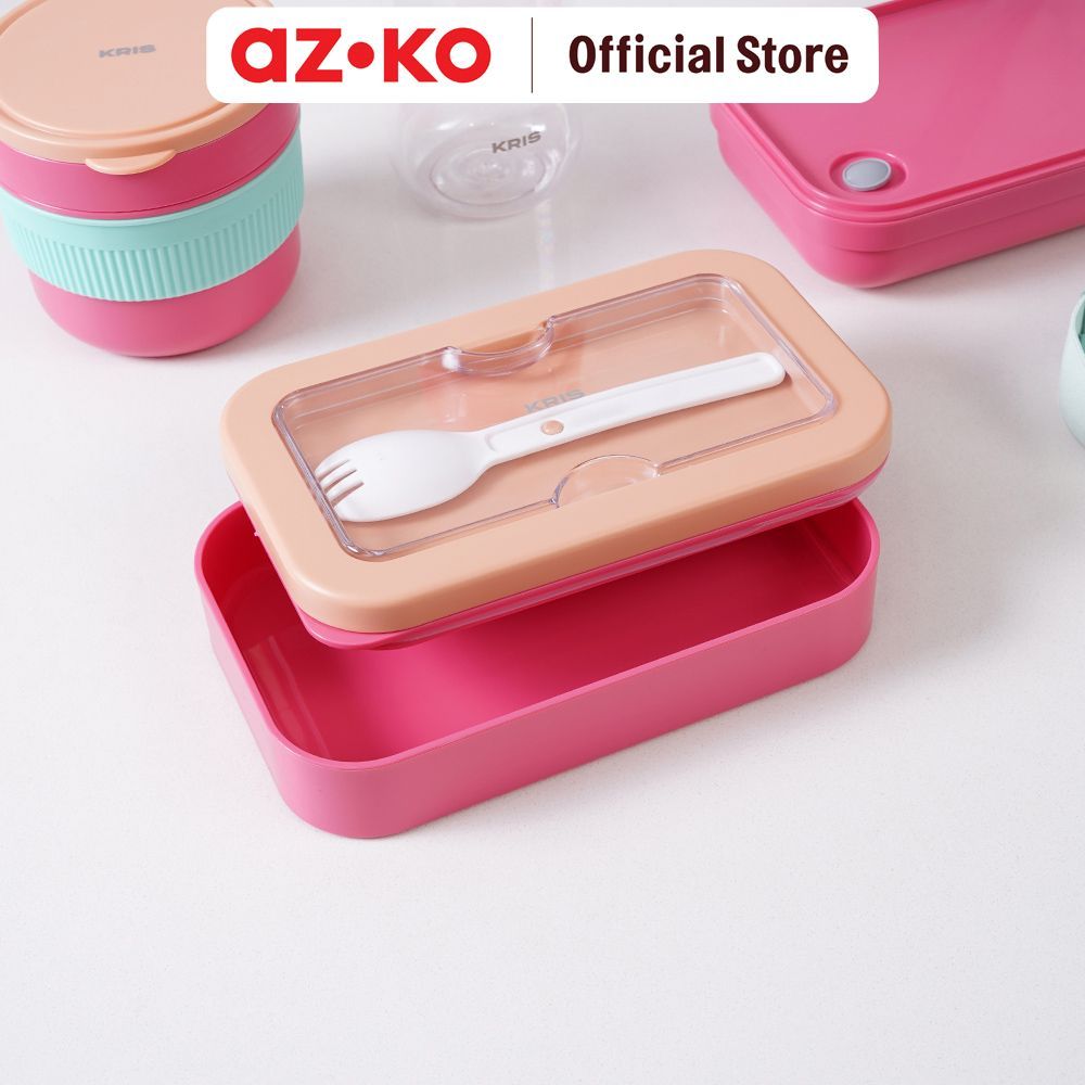 AZKO Kris Baggie Set Kotak Makan Dengan Botol Minum Plastik - Pink Bento Box Meal Box Tempat Bekal Lunch Box Kotak Bekal - Gambar 4