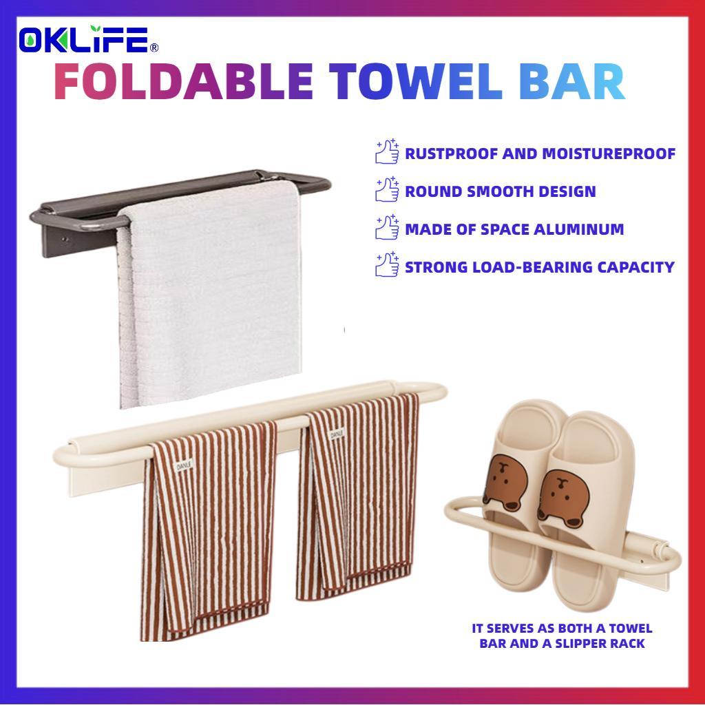 No Drilling Wall Mount Towel Bar Multi-Functional Towel Rack Slipper Storage Rack For Washroom