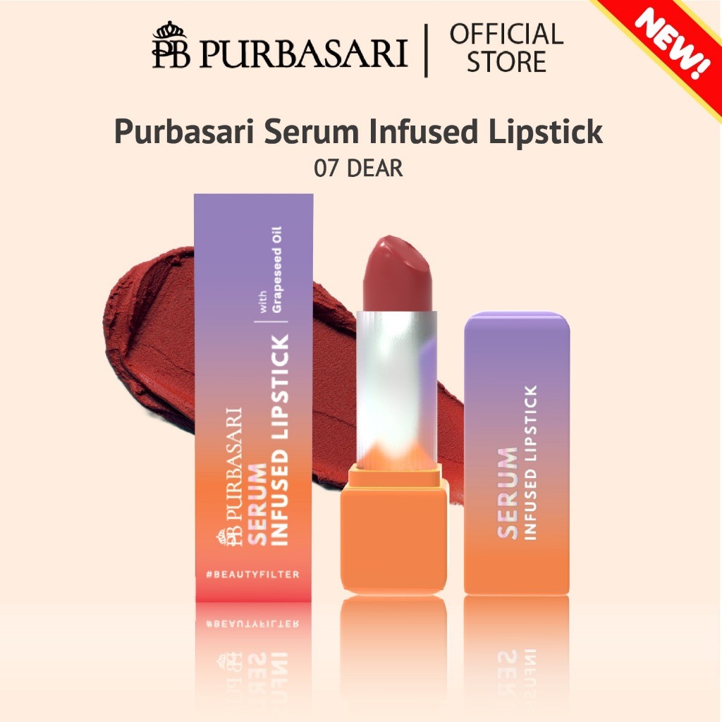 Purbasari Serum Infused Lipstick Tahan Lama Anti Geser Lipstick Serum - Gambar 4