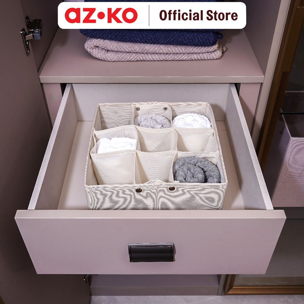 AZKO Stora Organizer Laci Kompartemen - Krem Beige Drawer Organizer Divider Tray Laci Pembagi Storage Compartment Insert Desk - Gambar 2