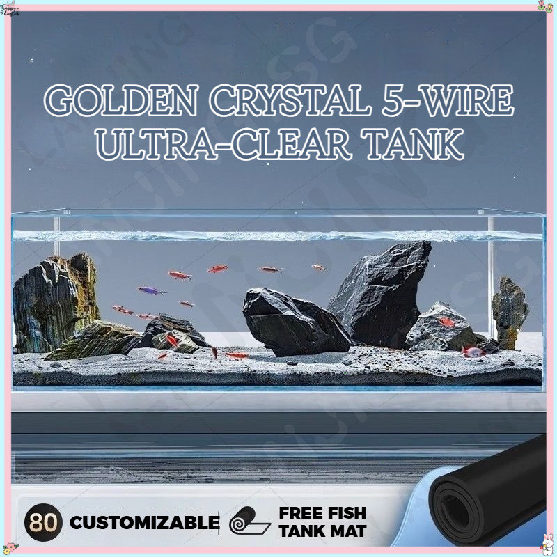 Glass fish tank, five-line ultra-white fish tank, high-transparency ...