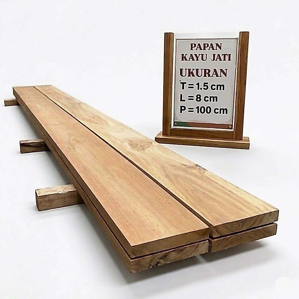 Kayu Papan Jati Asli Asli Ukuran 1,5x8x100 cm Sudah Serut Halus Rapi - senaly -