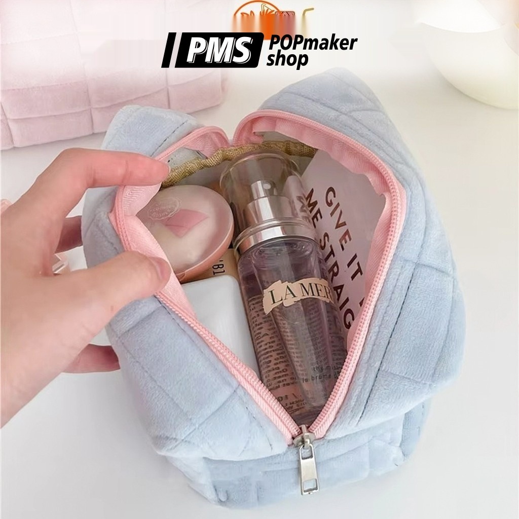 PoPmaker shop kotak pensil velvet multifungsi estetik warna pastel praktis cantik untuk makeup alat tulis sekolah H746 COD - Gambar 2