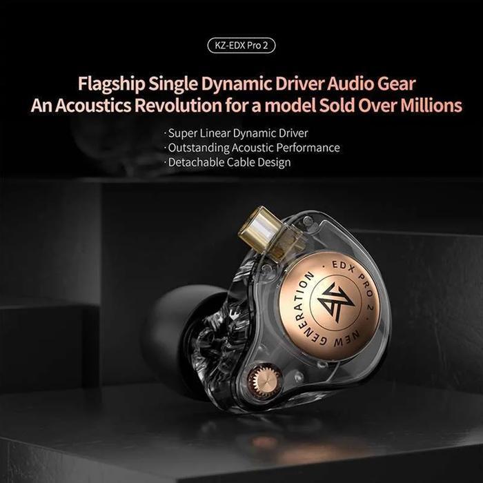 KZ EDX Pro 2 Single Dynamic Driver In Ear Monitor IEM Earphone - Gambar 2