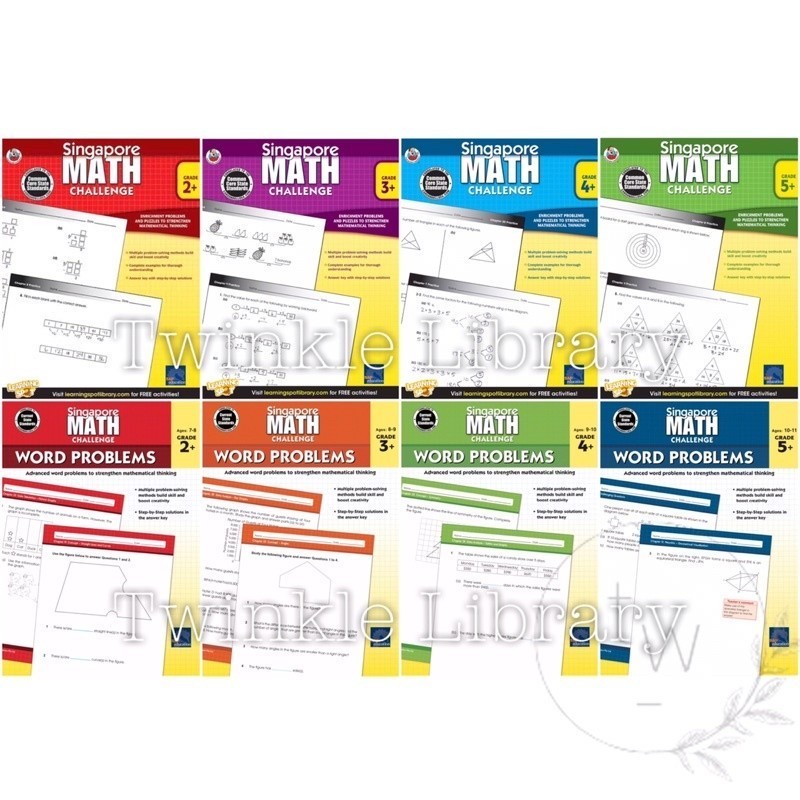 Singapore MATH Challenge & Word Problems Grades 2+ 3+ 4+ 5+ 6 7 SAP ...