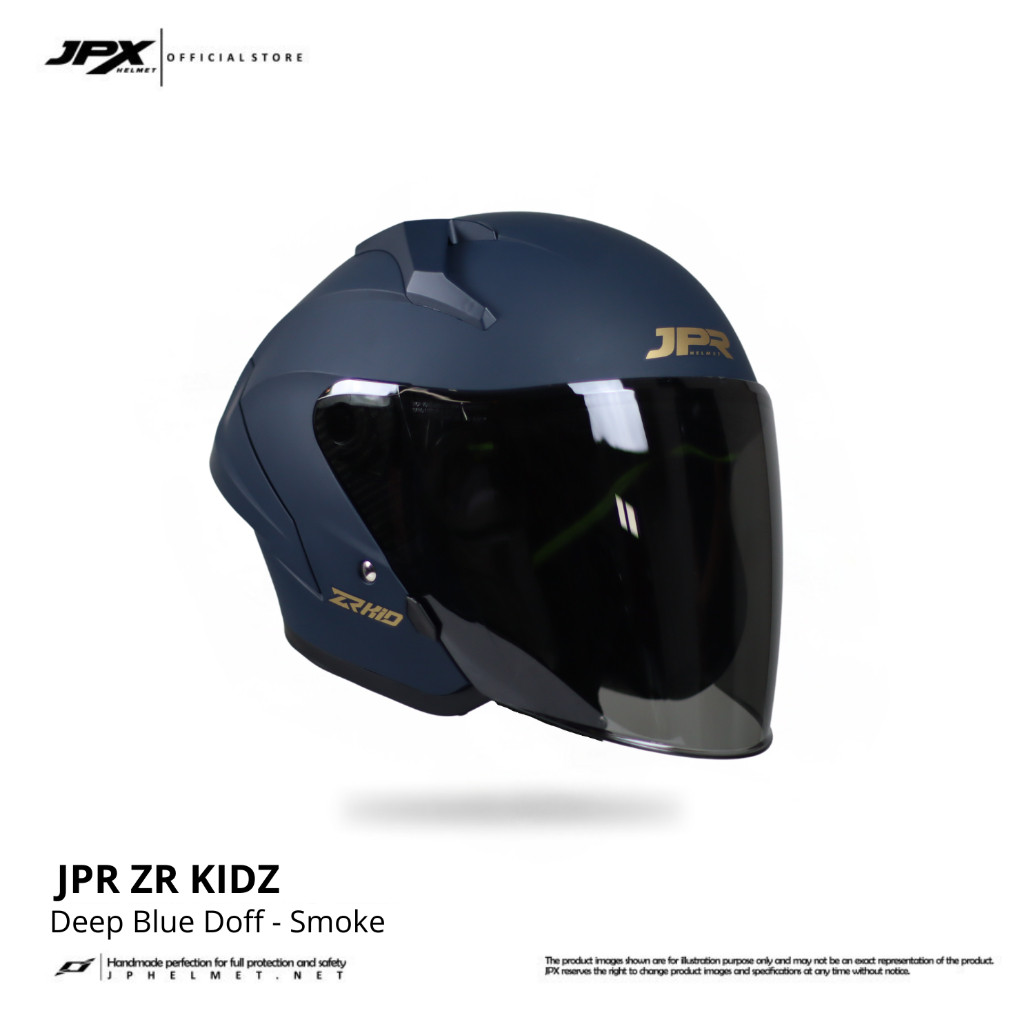 Helm Halfface JPR ZR Kidz Original Full ABS SNI - Deep Blue Doff - Gambar 4