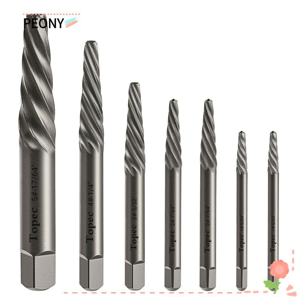 PEONYSG 7 Piece Bolt Extractor, Steel Spiral Flutes Design Damaged ...