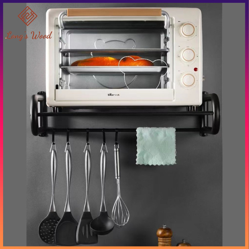 Microwave Oven Rack Wall-Mounted Thickened Stainless Steel Kitchen Oven ...