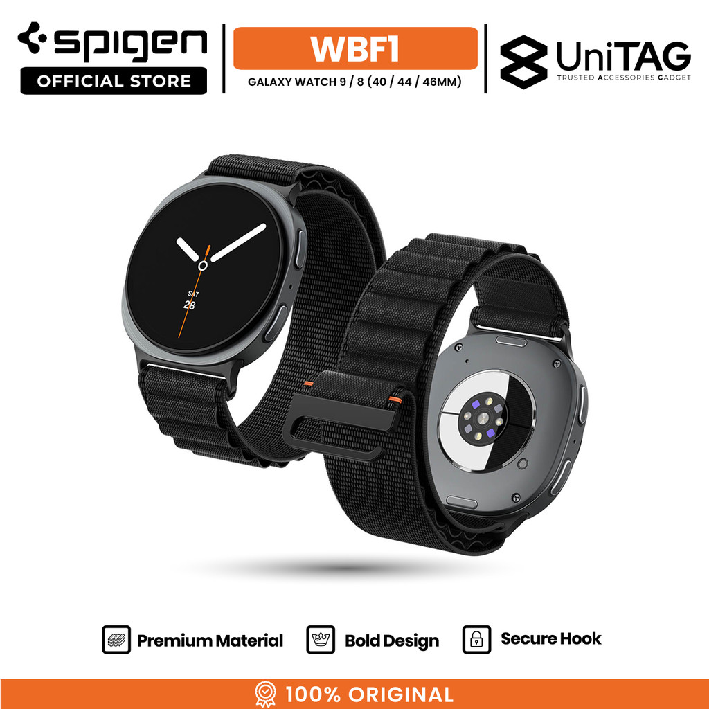 SPIGEN Strap for Samsung Galaxy Watch 9 8 40mm 44mm 46mm WBF1 Nylon Fabric Black Band