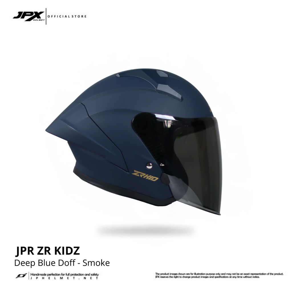 Helm Halfface JPR ZR Kidz Original Full ABS SNI - Deep Blue Doff - Gambar 2
