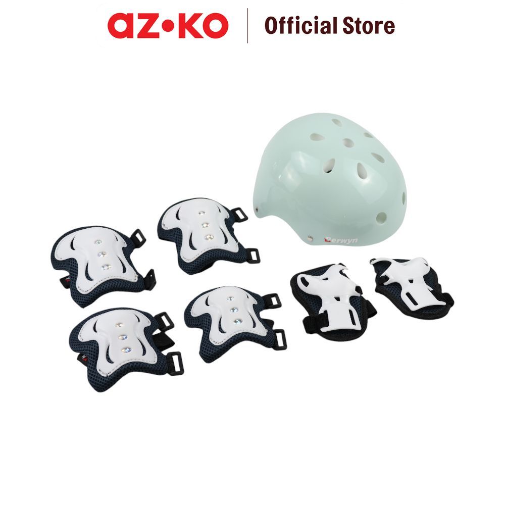 AZKO Berwyn Set Helm & Deker Pelindung Helmet Pad Set Deker Lutut Siku Anak Sepeda Skuter