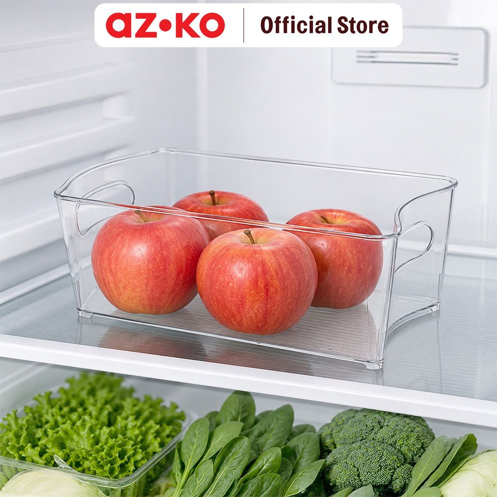 AZKO Culinart Wadah Penyimpanan Kulkas Plastik 30.5x15.2x10 cm Transparan Fridge Storage Container Wadah Simpan Kulkas Refrigerator Container Box Kotak Simpan Dingin Fridge Organizer Box