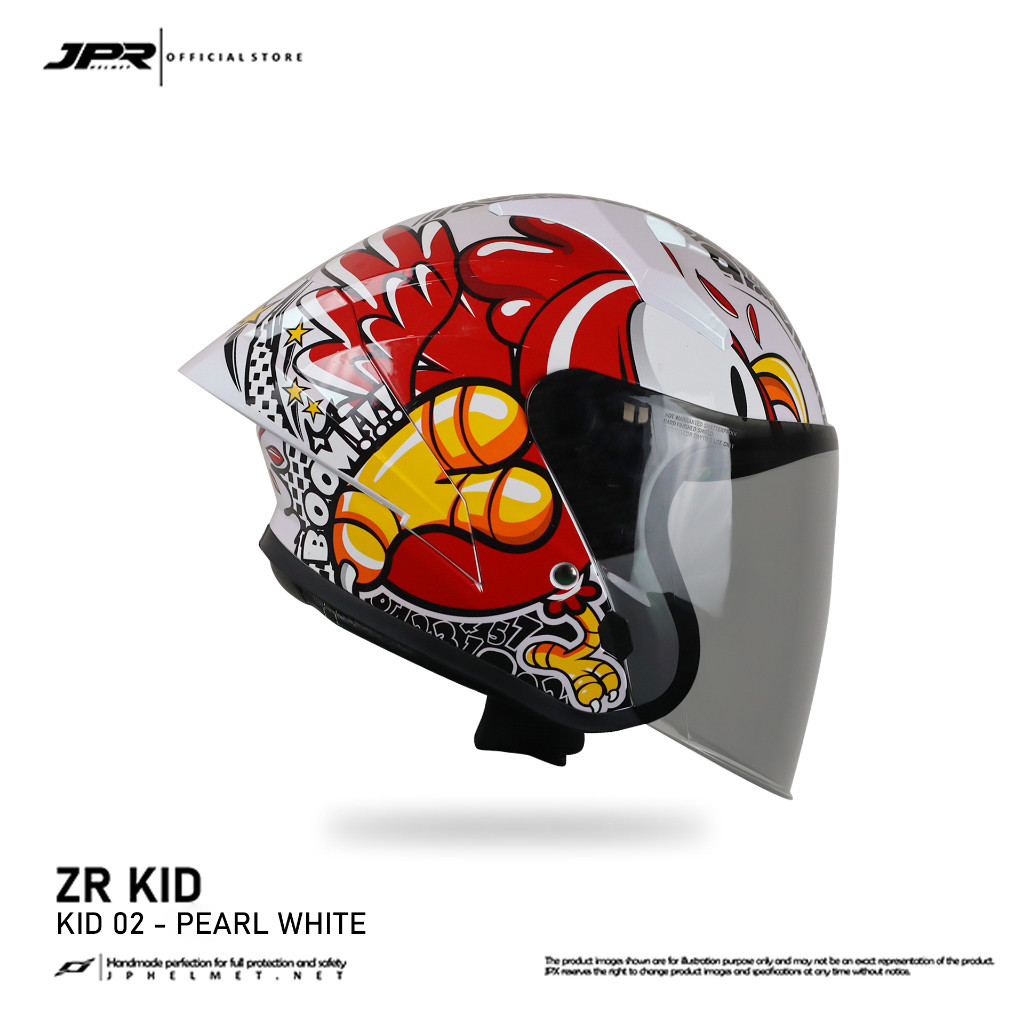 Helm Halfface JPR ZR Kidz Original Full ABS SNI - 02 Pearl White - Gambar 3