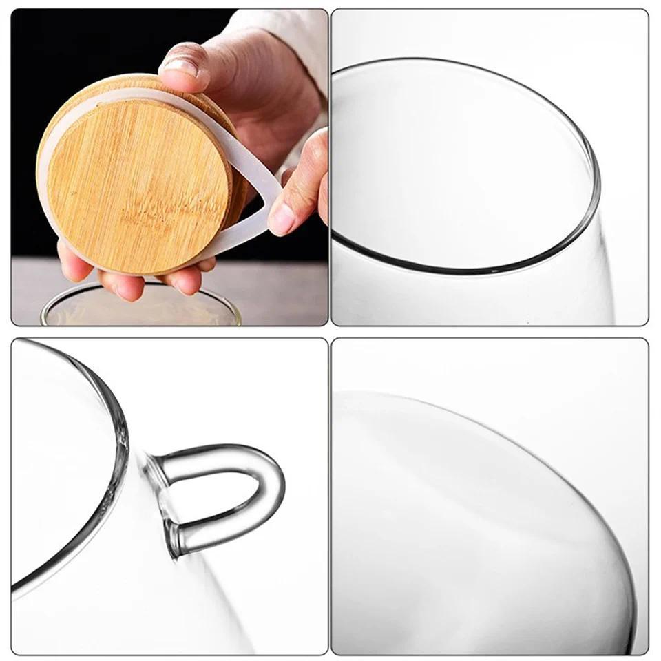 350/600/1000ml Airtight Glass Jar Storage Container with Bamboo Lid Food Storage Pots for Coffee Beans Tea Grains Dried Fruits - Gambar 3