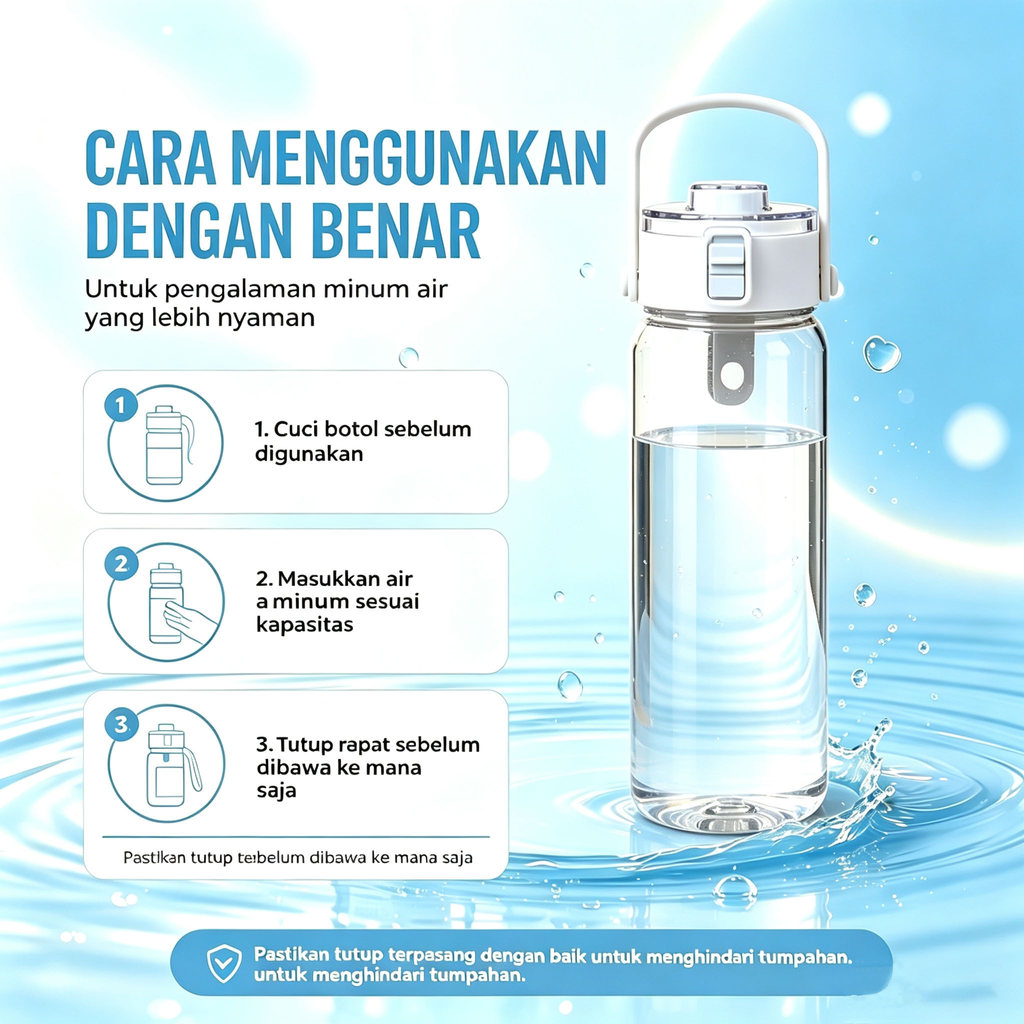 GOKOTTA Botol Minum Sport 350 550 800ml/Transparan Estetik Botol Air Minum /Gelas Plastik Tahan Suhu Tinggi BPA FREE - Gambar 4