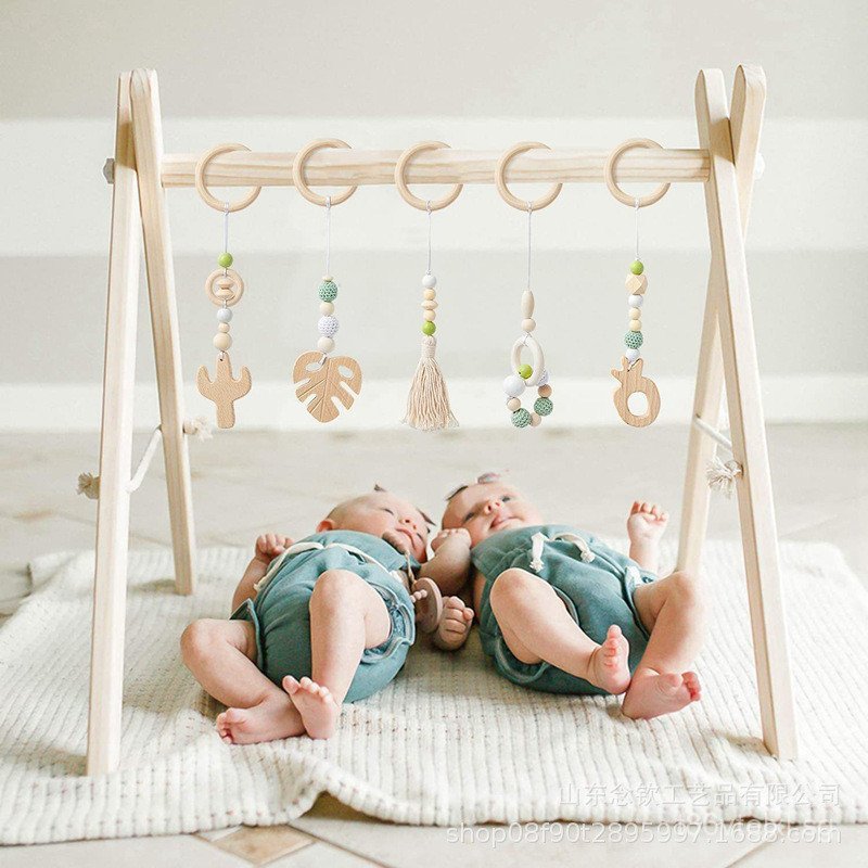 Baby Gym Rack Newborn Wooden Gym Equipment Wooden Children's ...