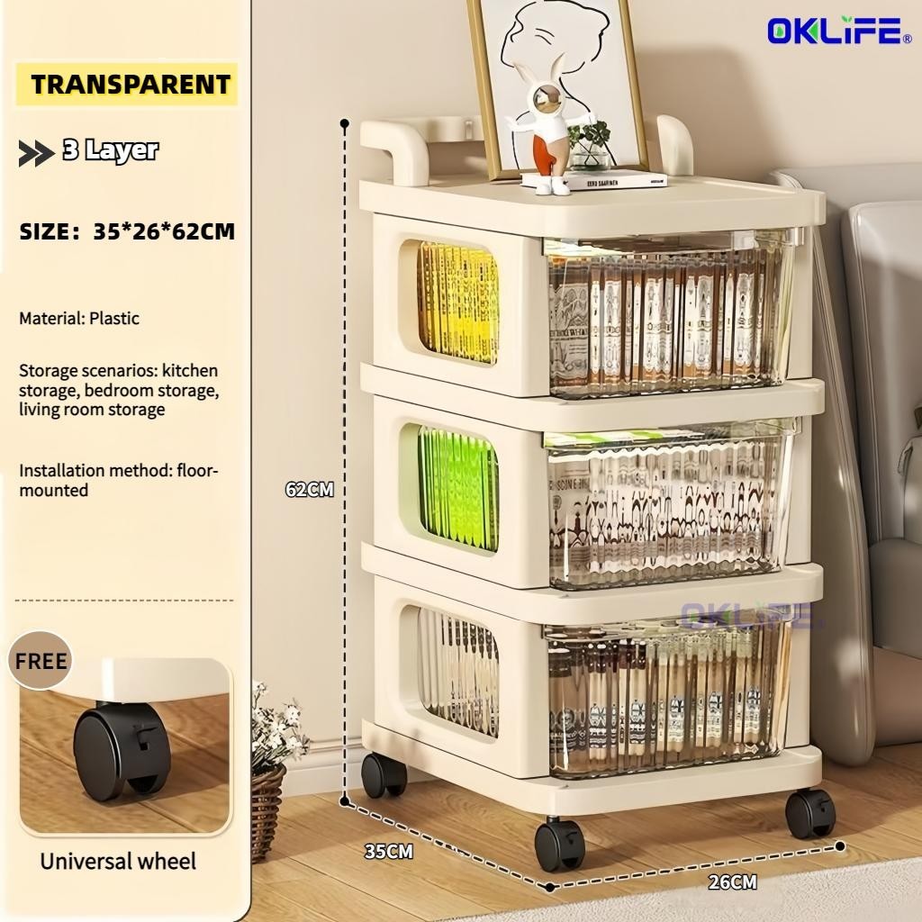 Rolling Cart Rust Proof Mobile Trolley Kids Snack Storage Cabinet Floor Organizer HDB Condo Home Storage Rack view 11