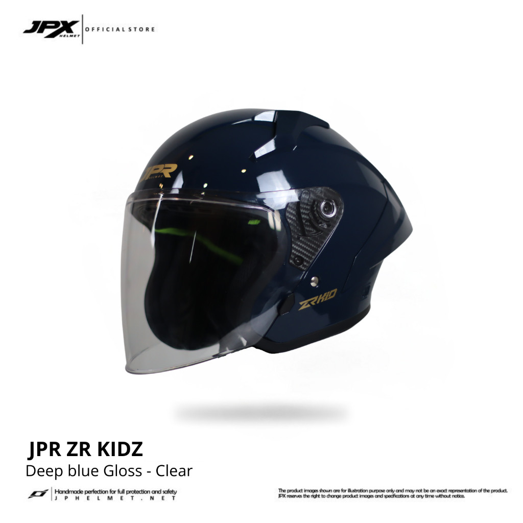 Helm Halfface JPR ZR Kidz Original Full ABS SNI - Deep Blue Gloss - Gambar 4