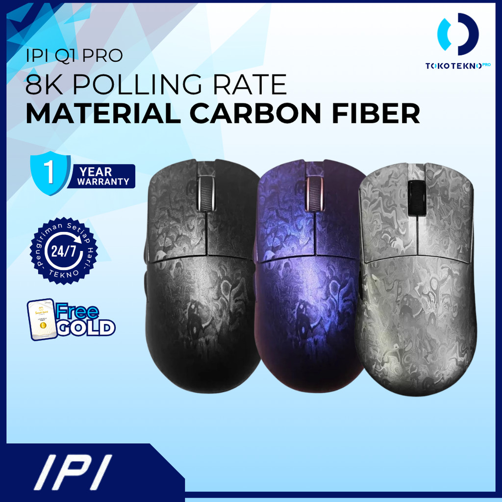 IPI QI / QI PRO Gaming Mouse 8k Wireless Ultra Light Carbon Fiber PAW3950