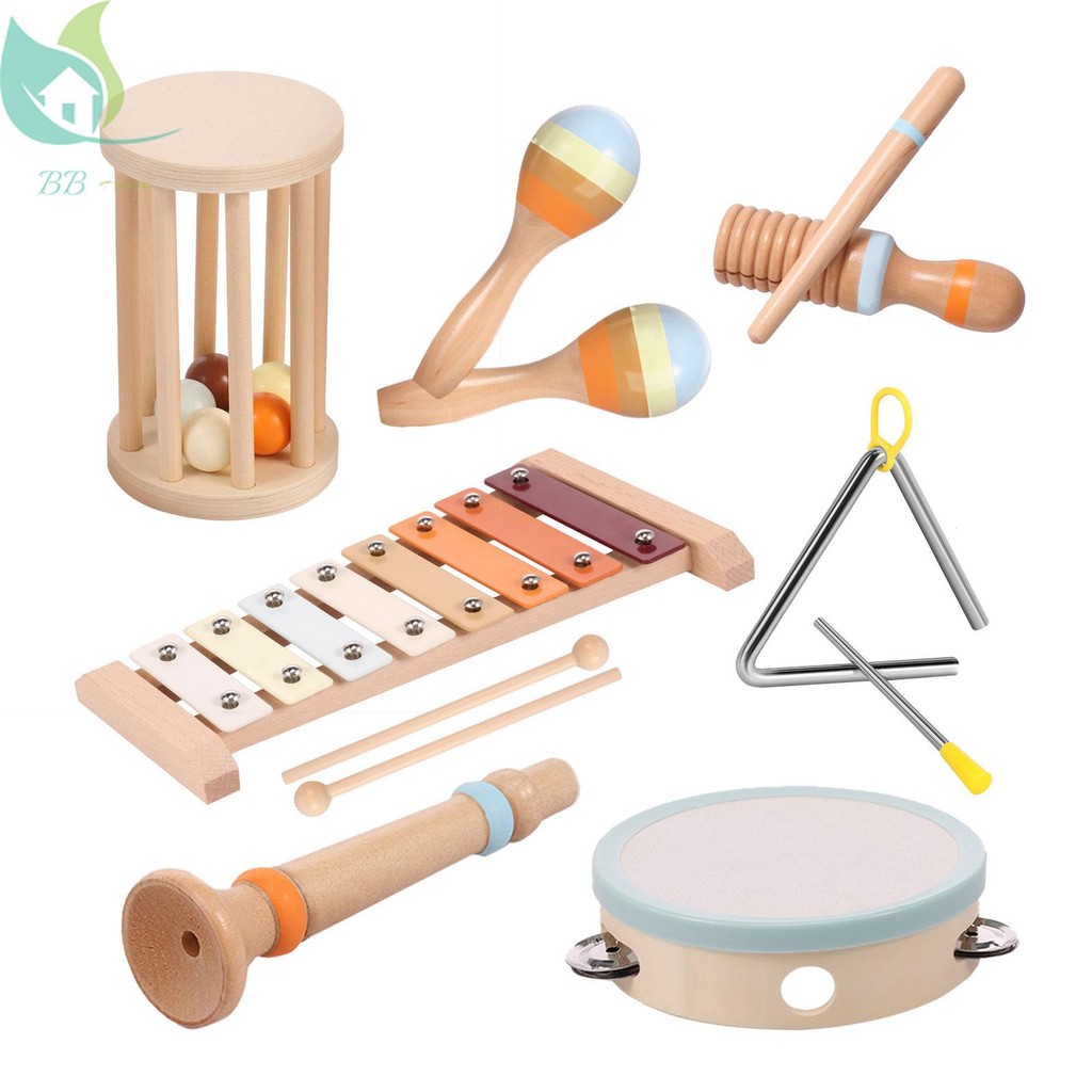 7Pcs Toddlers Musical Instruments Colorful Wood Percussion Instruments ...