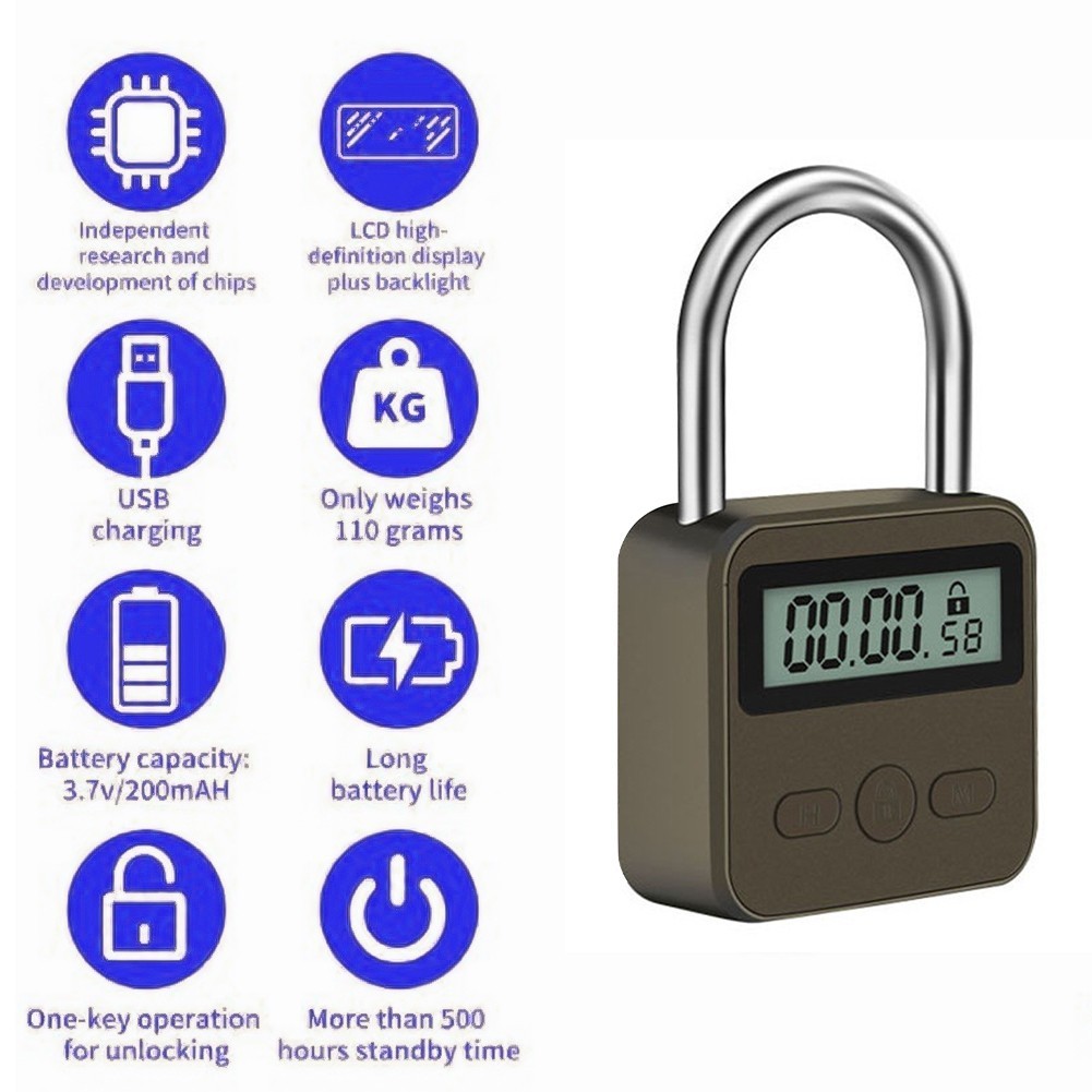 [HOT] Smart Time Lock LCD Display Time Lock Multifunction Travel ...