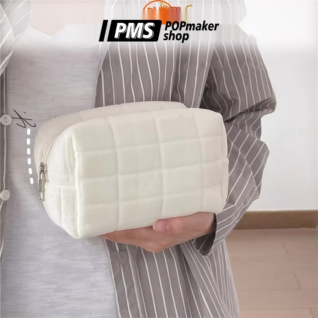PoPmaker shop kotak pensil velvet multifungsi estetik warna pastel praktis cantik untuk makeup alat tulis sekolah H746 COD