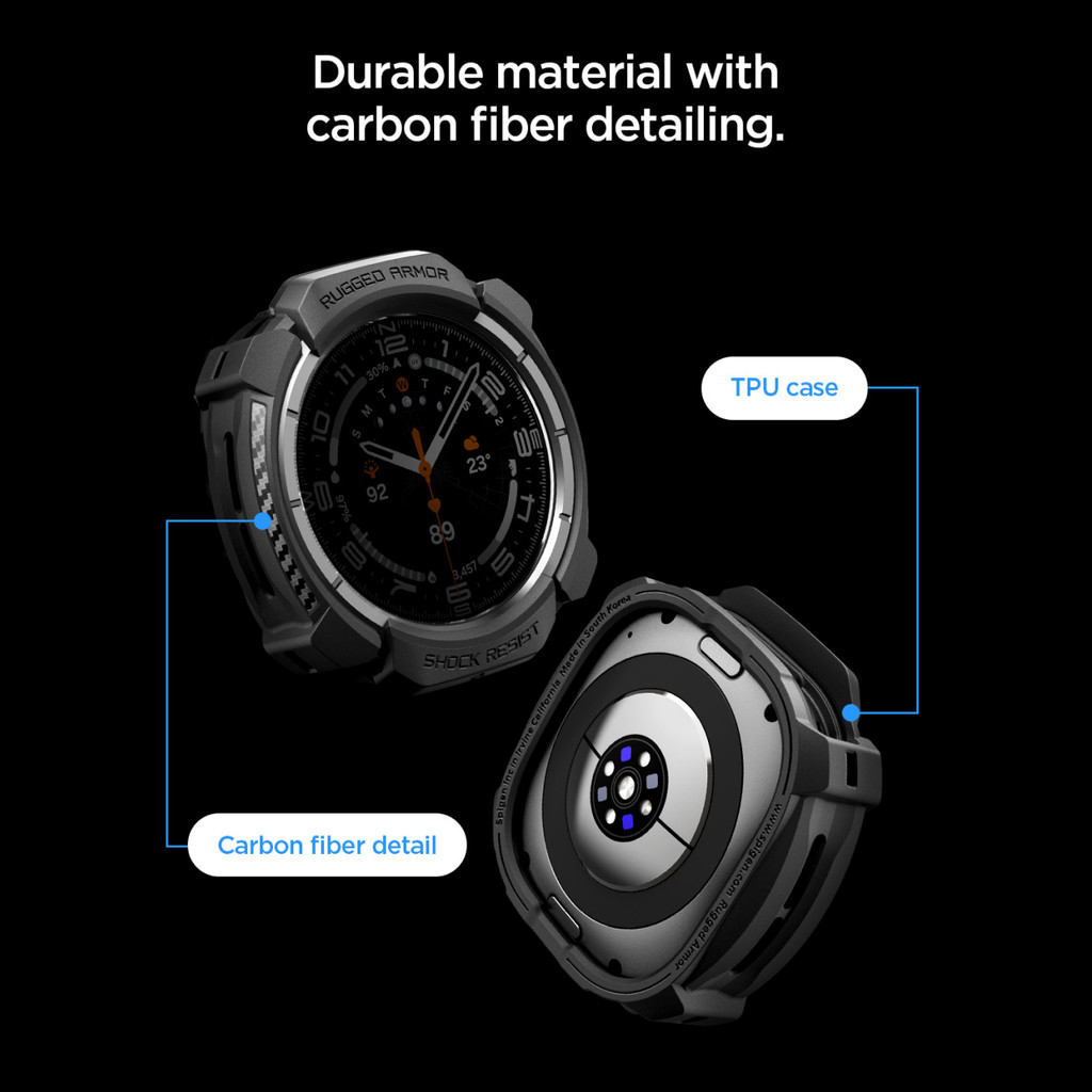 SPIGEN Case Strap for Samsung Galaxy Watch Ultra 2 47mm Rugged Armor Pro Black Rubber Silicone Softcase Band - Gambar 2