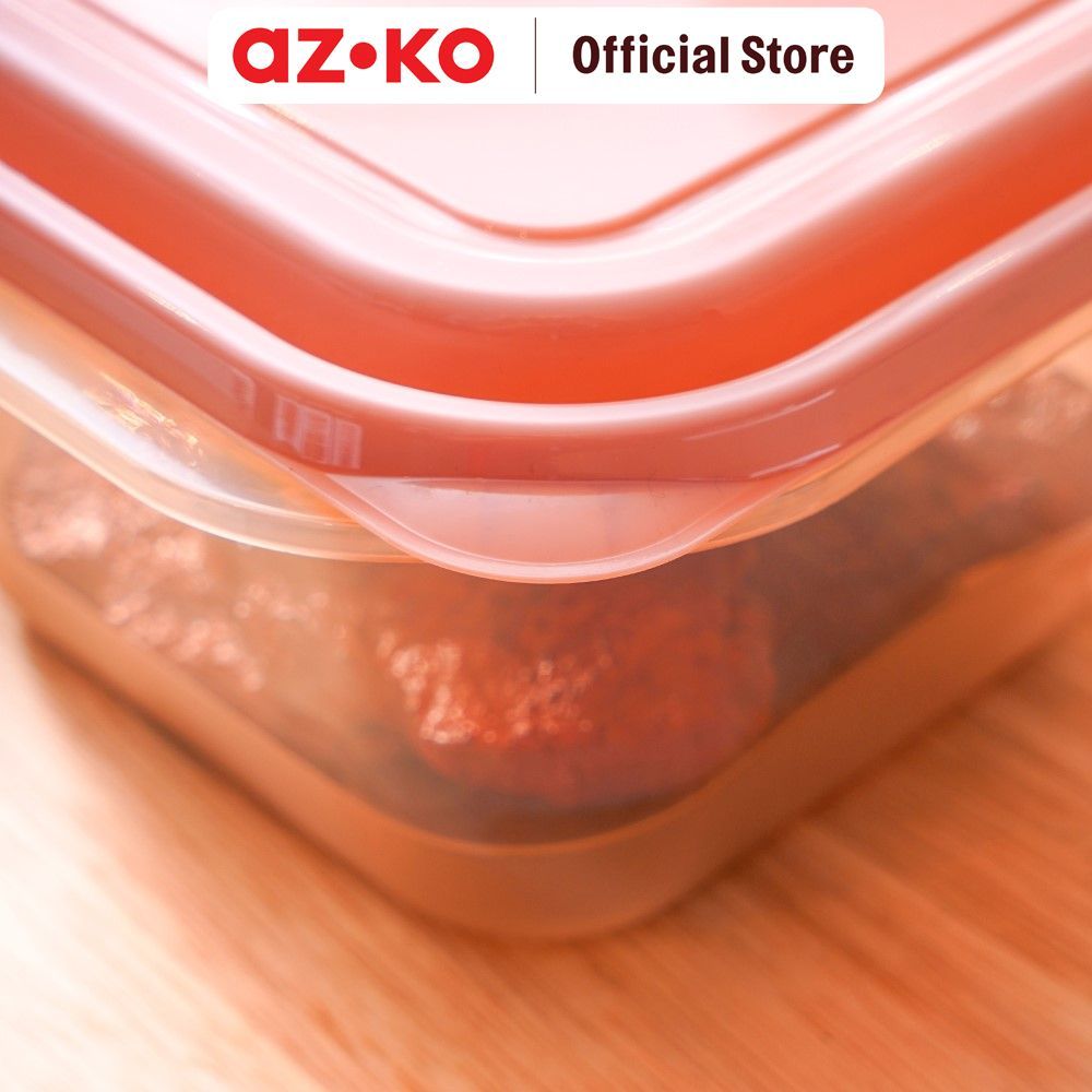 AZKO Picas 1 ltr Set 5 Pcs Milly Wadah Makanan Square - Pink Coral Food Container Kotak Makan Food Grade Serbaguna Tempat Makanan Food Storage Kitchenware - Gambar 3