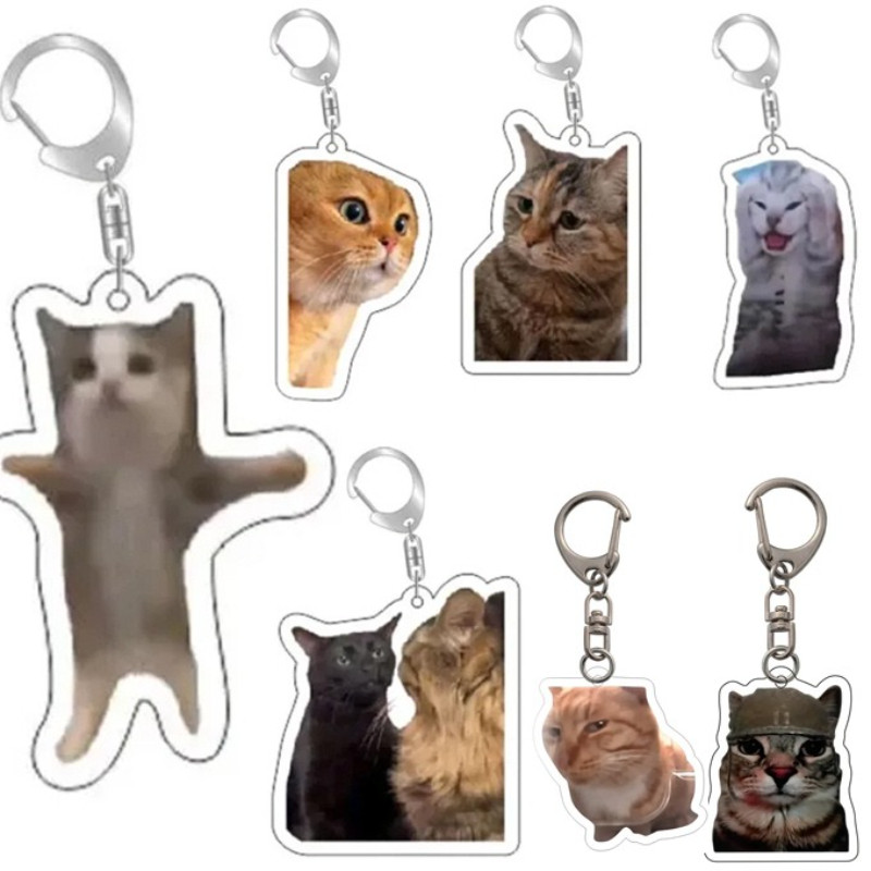 Cute Rambling Goat Huh Cat Meme Keychain Confused Cat Memes Cat ...