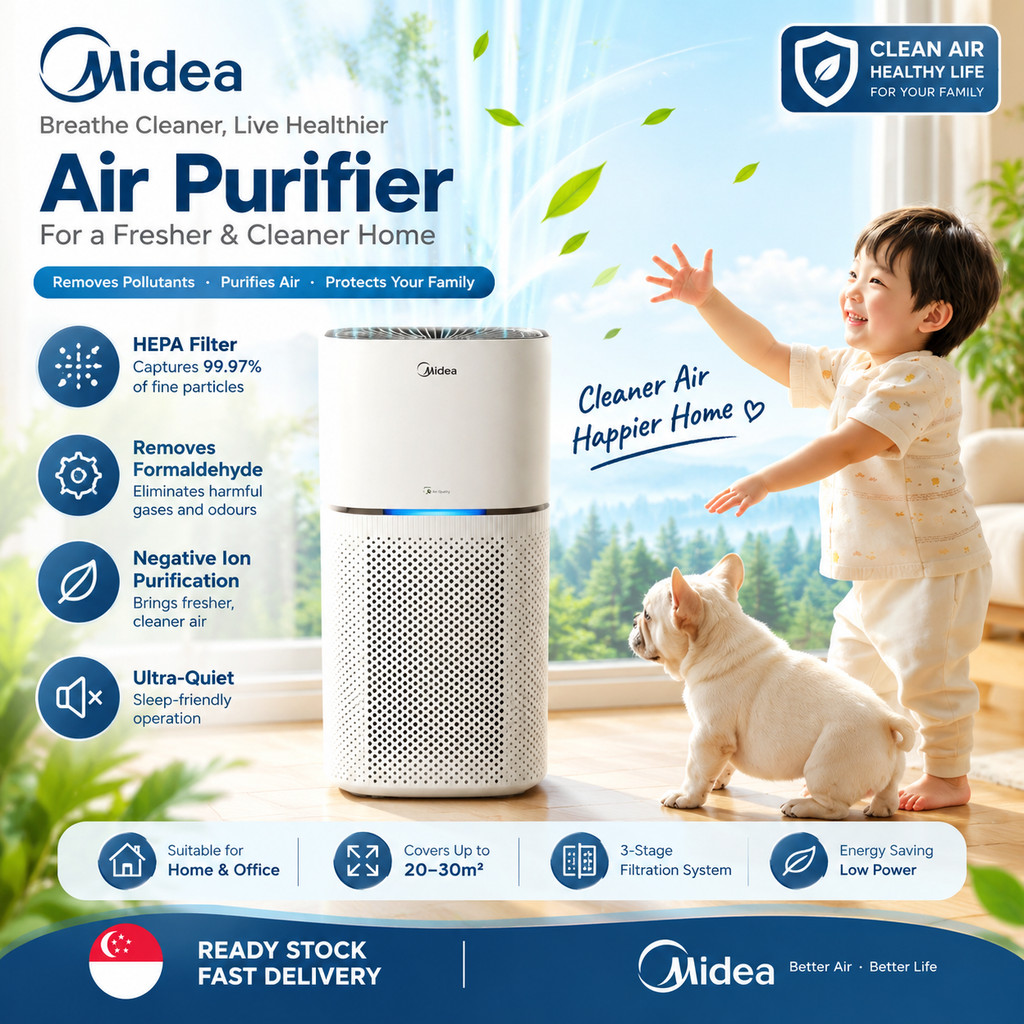Daily Mart SG Midea Air Purifier for Home, Formaldehyde Removal, Pet ...