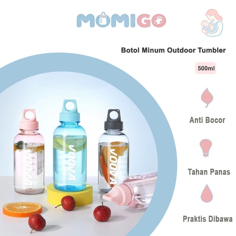 MOMIGO Botol Minum Tumbler Sport 500ml BPA Free Anti Bocor Portable Olahraga Outdoor