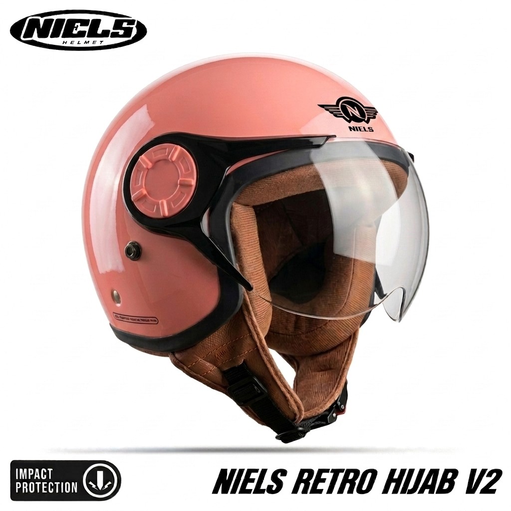 NIELS - Helm Bogo Retro Hijab V2 Dewasa Kaca Pilot SNI Motorcycle - Gambar 3