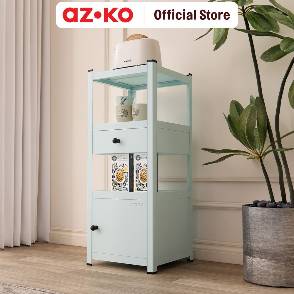AZKO Stora Spacio Kabinet Dengan Laci Penyimpanan - Hijau Mint Lemari Simpan Kabinet Serbaguna Rak Penyimpanan Tempat Barang - Gambar 2