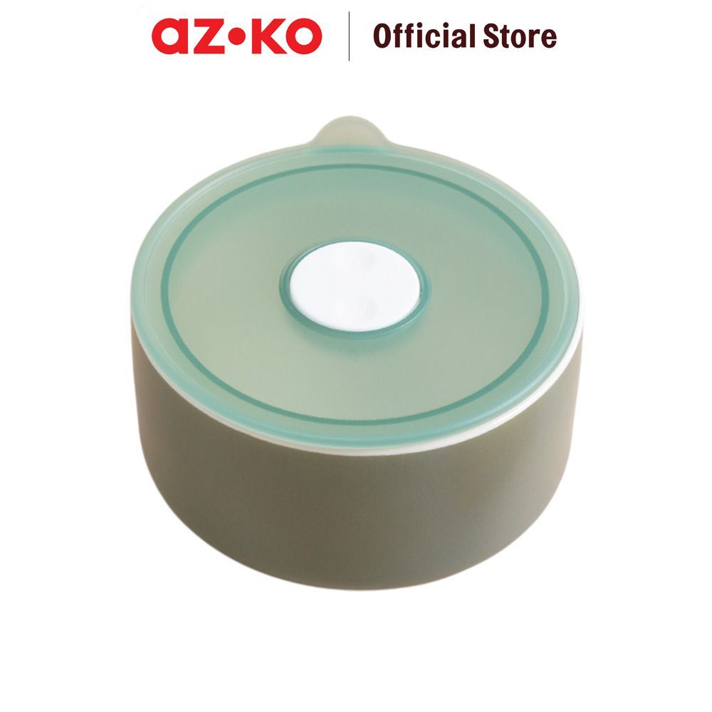 AZKO Delicia Mangkuk Keramik Bone China Dengan Tutup 13 cm - Hijau Mangkok Bowl Wadah Saji Tempat Makan Mangkok Makan