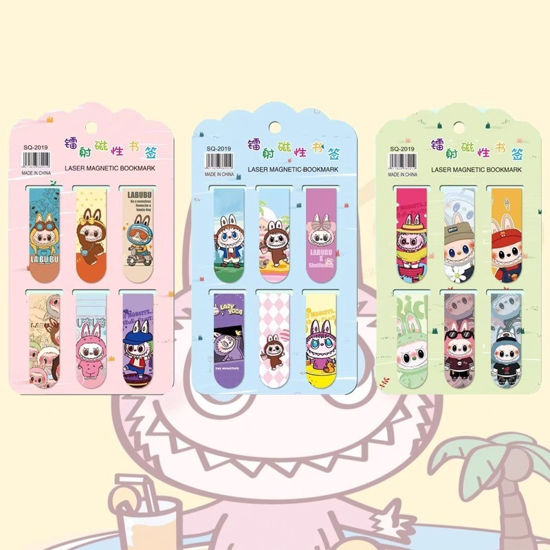 ️ LABUBU Magnetic Bookmark Cartoon Cute LABUBU Creative Double-sided ...