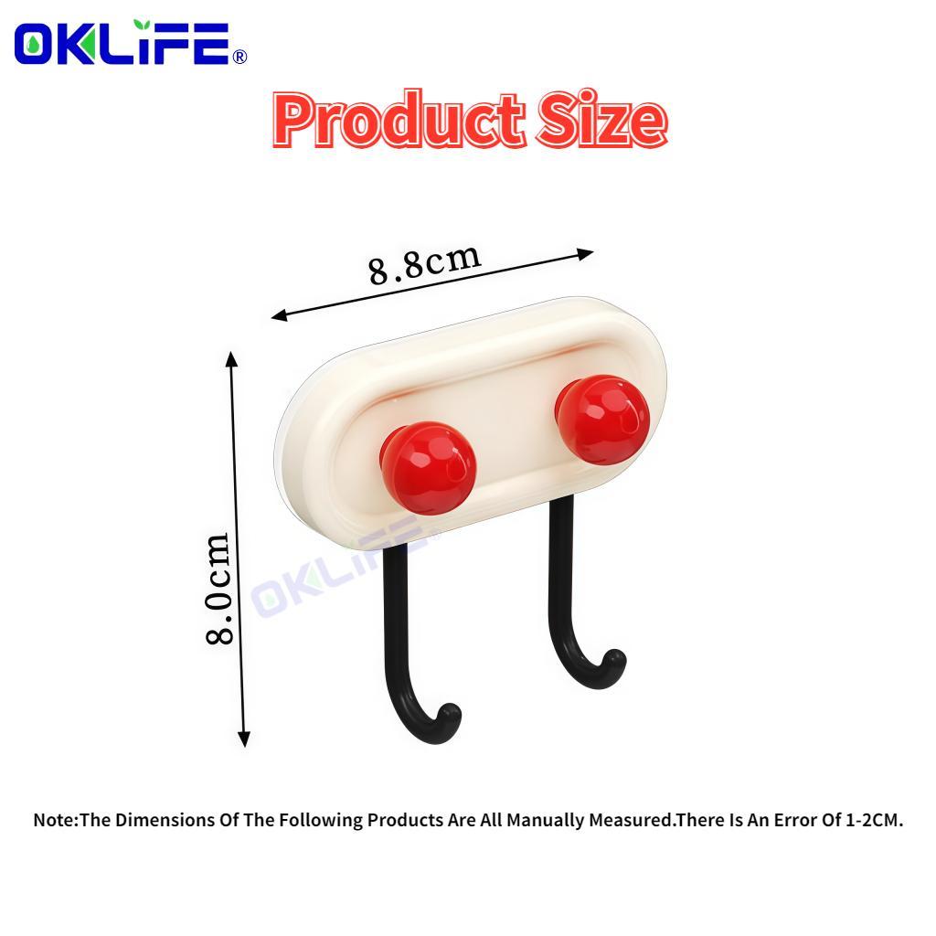 No Punch Self Adhesive Double Wall Hook Cute Round Candy Ball Ornament Waterproof Bathroom Kitchen Storage Hook view 8