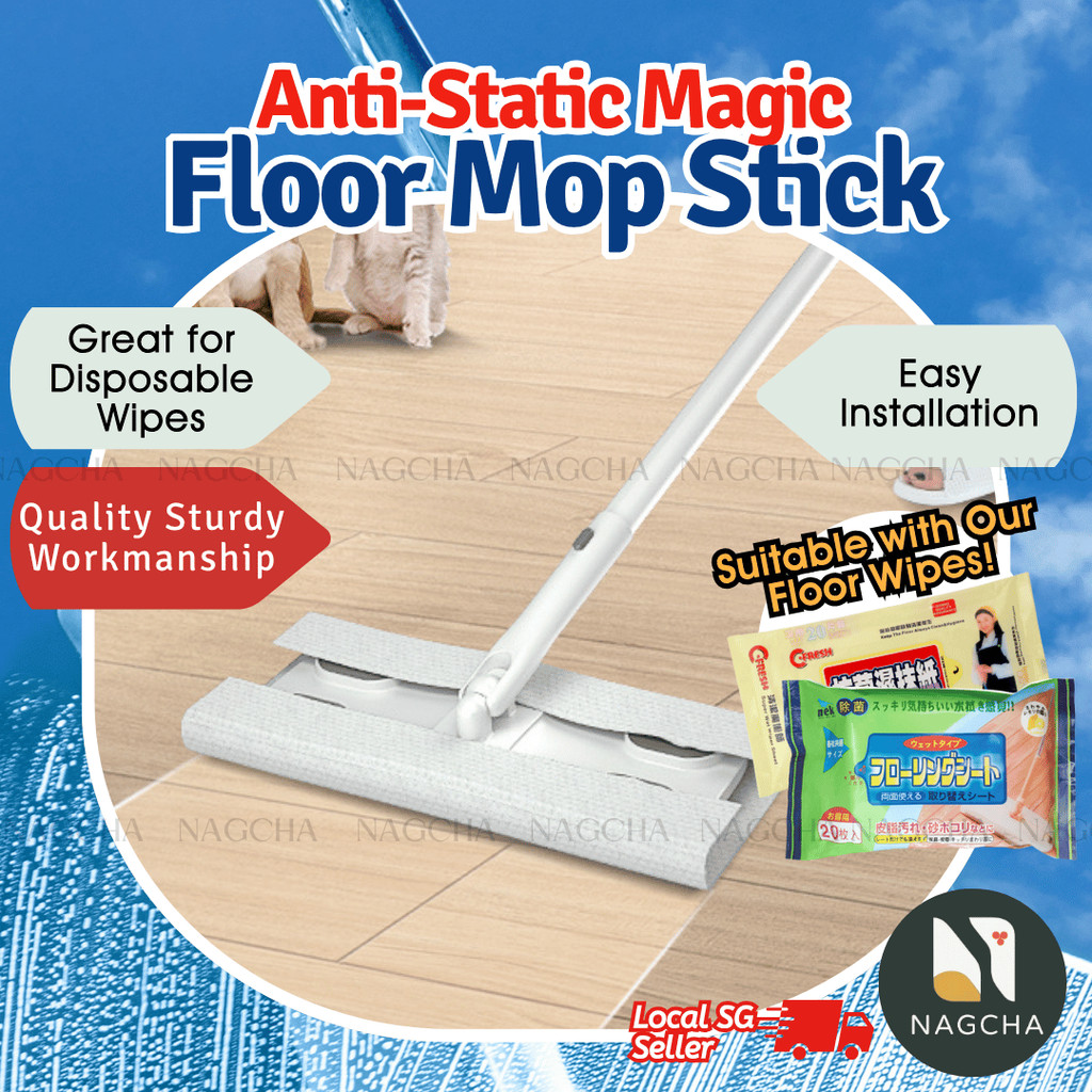 Anti-Static Floor Mop Stick 360° Rotation for Wet & Dry Wipes | Dust ...