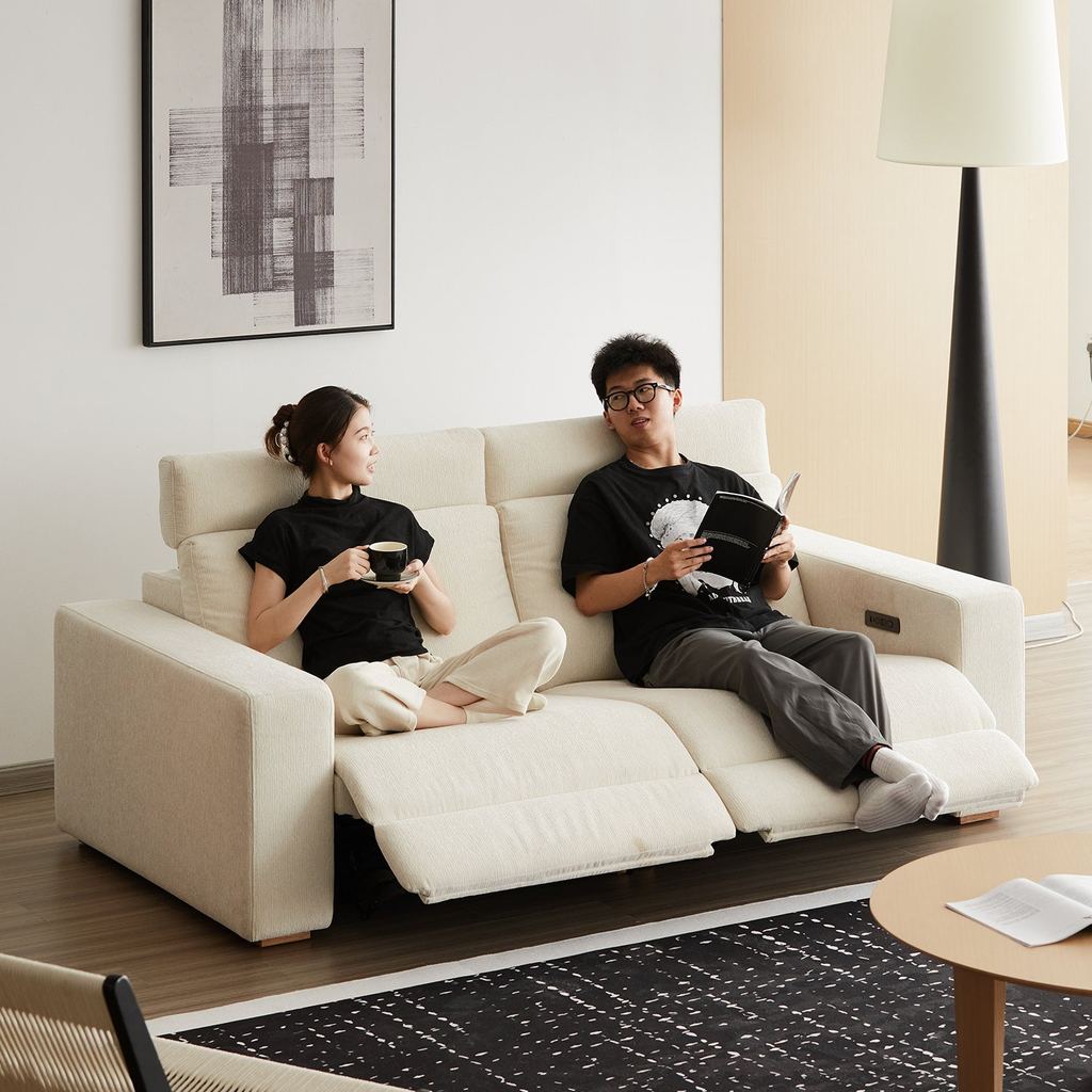 Curated visual reference: Visual Reference: Loft Home Minimalist Chenille Velvet Fabric Electric Recliner 2 Seater