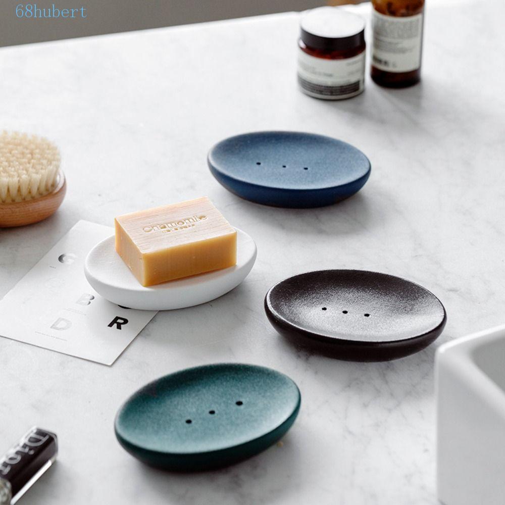 HUBERT Ceramic Frosted Soap Dish, Snowflake Glaze Self Draining Solid ...