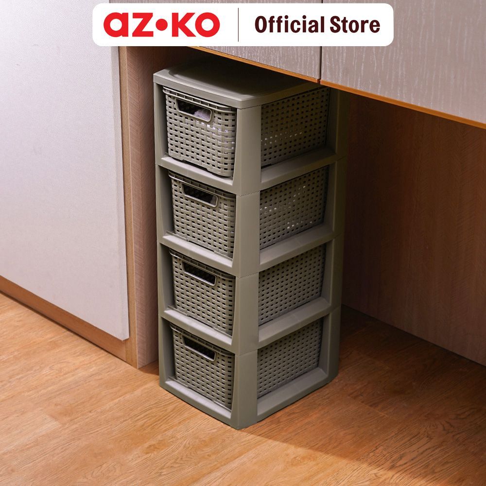 AZKO Stora Laci Penyimpanan Woven Cabinet Lemari Laci Dresser Storage Drawer Laci Baju Organizer Pakaian - Gambar 2
