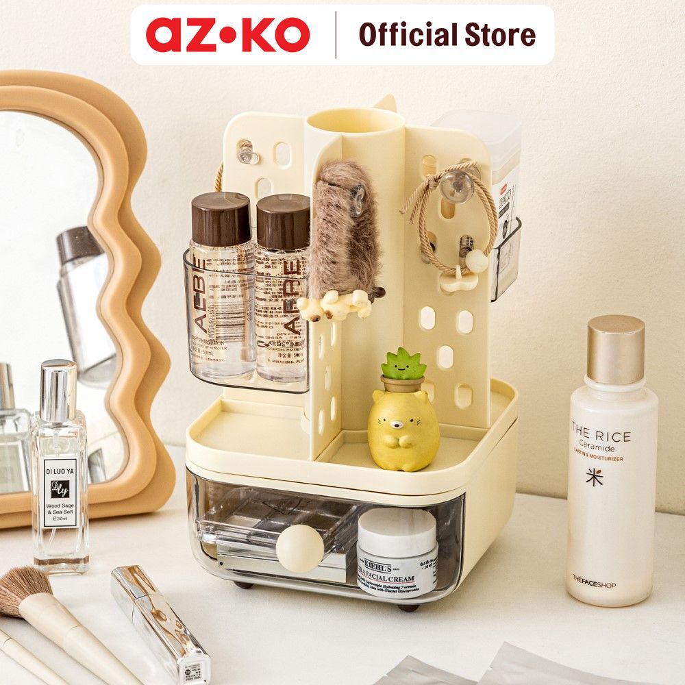 AZKO Stora Bloop Laci Penyimpanan Mini Rotating - Putih Ivory Laci Mini Storage Drawer Organizer Meja - Gambar 2